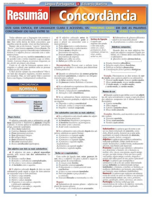 RESUMAO LINGUA PORTUGUESA 3 - CONCORDANCIA