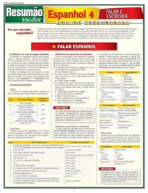 RESUMAO ESCOLAR - ESPANHOL 4 - FALAR E ESCREVER
