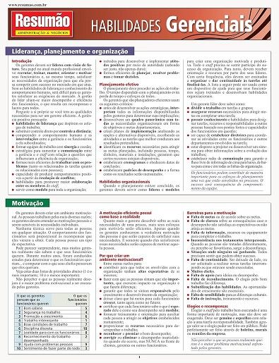 RESUMAO ADMINISTRACAO & NEGOCIOS - HABILIDADES GERENCIAIS