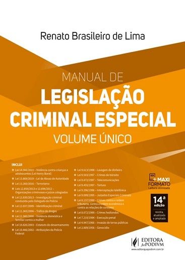 MANUAL DE LEGISLACAO CRIMINAL ESPECIAL - VOLUME UNICO