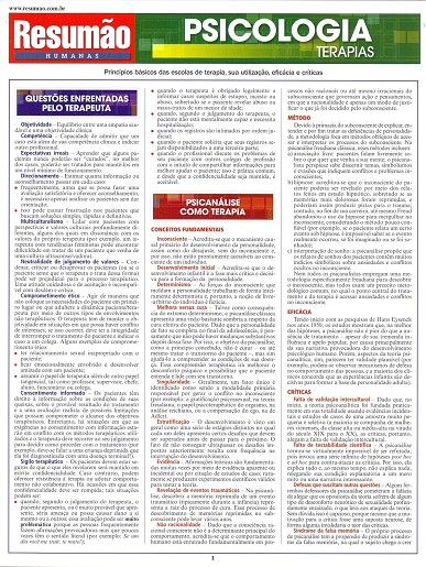 RESUMAO HUMANAS - PSICOLOGIA TERAPIAS
