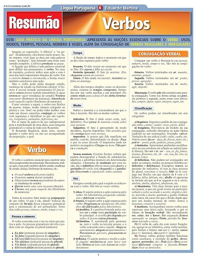 RESUMAO LINGUA PORTUGUESA 6 - VERBOS