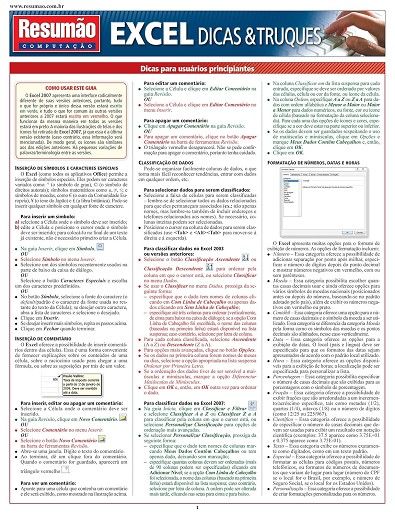 RESUMAO COMPUTACAO - EXCEL DICAS E TRUQUES