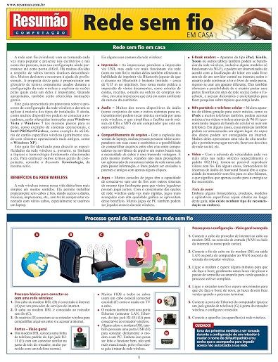 RESUMAO COMPUTACAO - REDE SEM FIO EM CASA